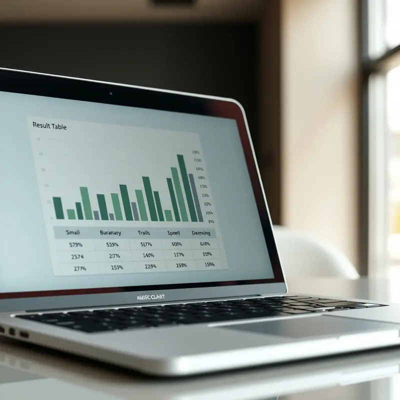 Laptop showing a results chart